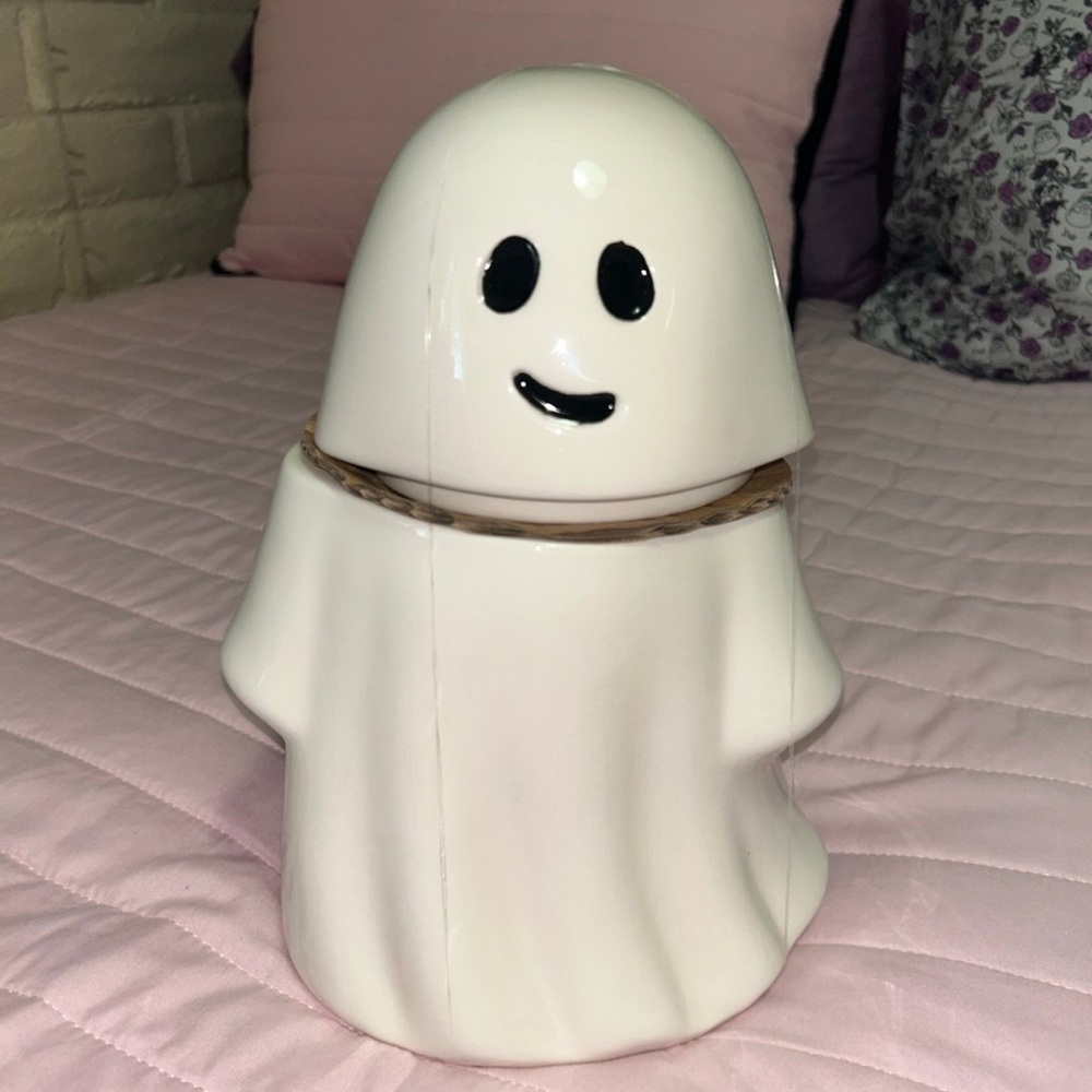 White Ghost Ceramic Cookie Jar